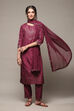 Purple Art Silk Straight Kurta Regular Pants Suit Set image number 0