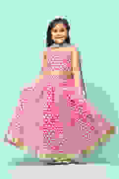 Pink Polyester Straight Printed Suit Set image number 0