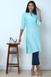 Peach Cotton Flax Kurta image number 5