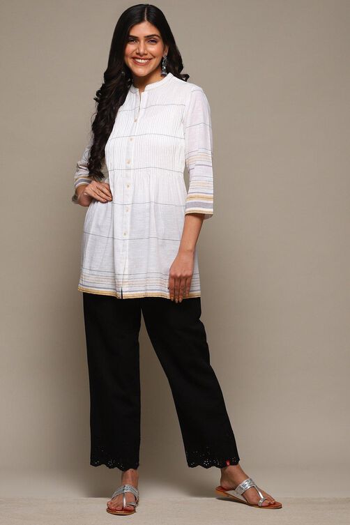 White Cotton Solid Pant image number 0