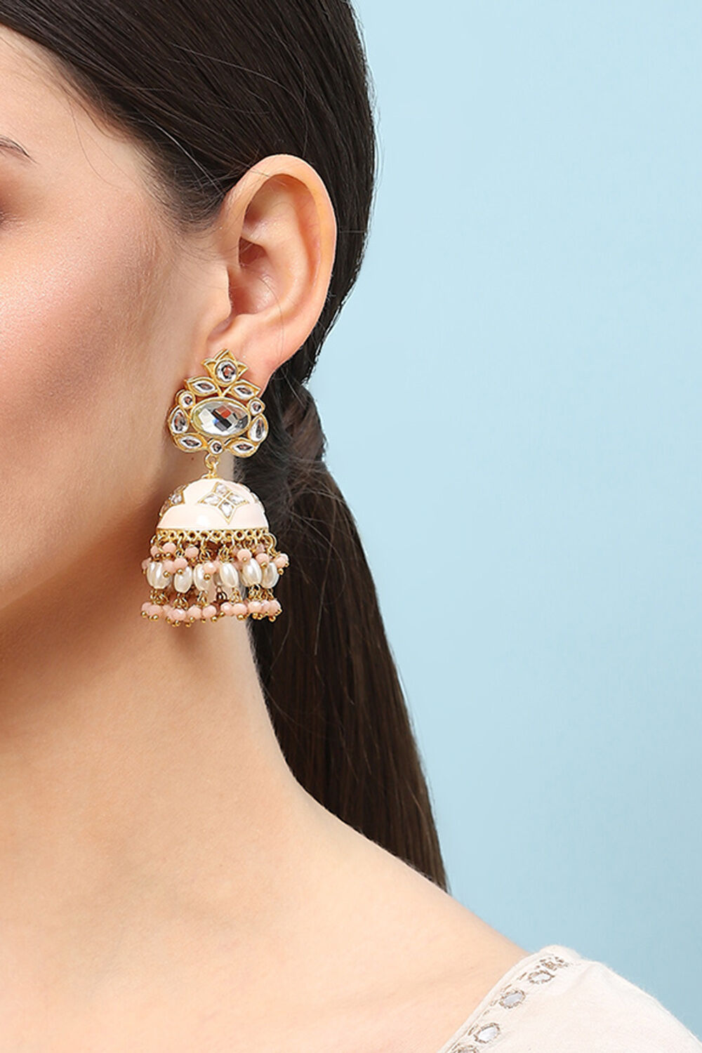 Peach Brass Earrings image number 1