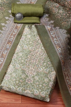Green Silk Blend Unstitched Suit set image number 0