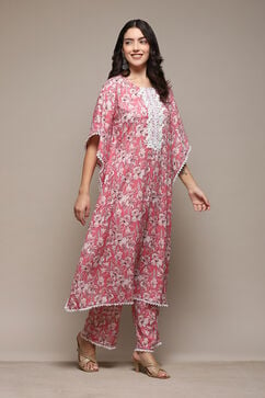 Pink Cotton Blend Digital Print Unstitched Suit Set image number 7