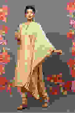 Rohit Bal Beige Cotton Blend Straight Kurta Suit Set image number 5