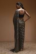 Navy Blue Georgette Digital Printed Sequence Pre-Draped Saree image number 3
