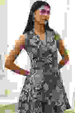 Green Cotton Floral Peplum Suit Set image number 1