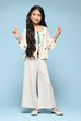 Off White Viscose Straight Solid Top