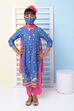 Blue Cotton A-Line Straight Kurta Palazzo Suit Set image number 4