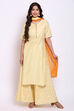 Lime Yellow Art Silk Kurta Sharara Suit Set image number 0