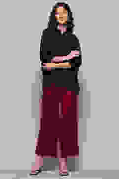 Maroon Viscose Blend Solid Palazzo image number 0