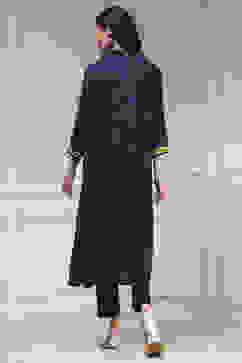 Indigo Blue Printed Straight Kurta image number 3