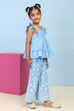 Blue Cotton Printed A-line Suit Set image number 5