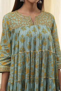 Sage Green Cotton Floral Tiered Suit Set image number 7