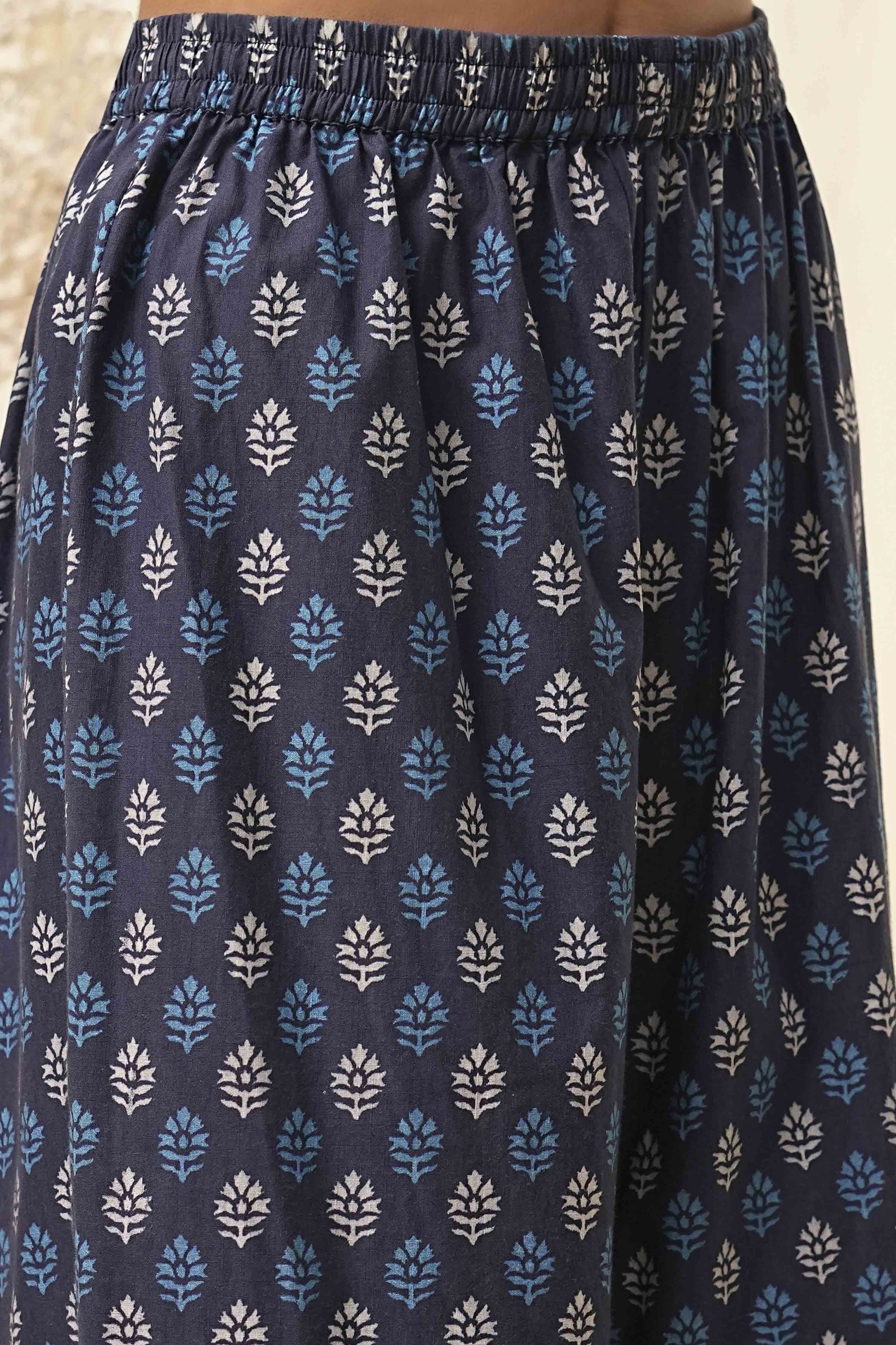 Indigo Pure Cotton Straight Suit Set image number 2