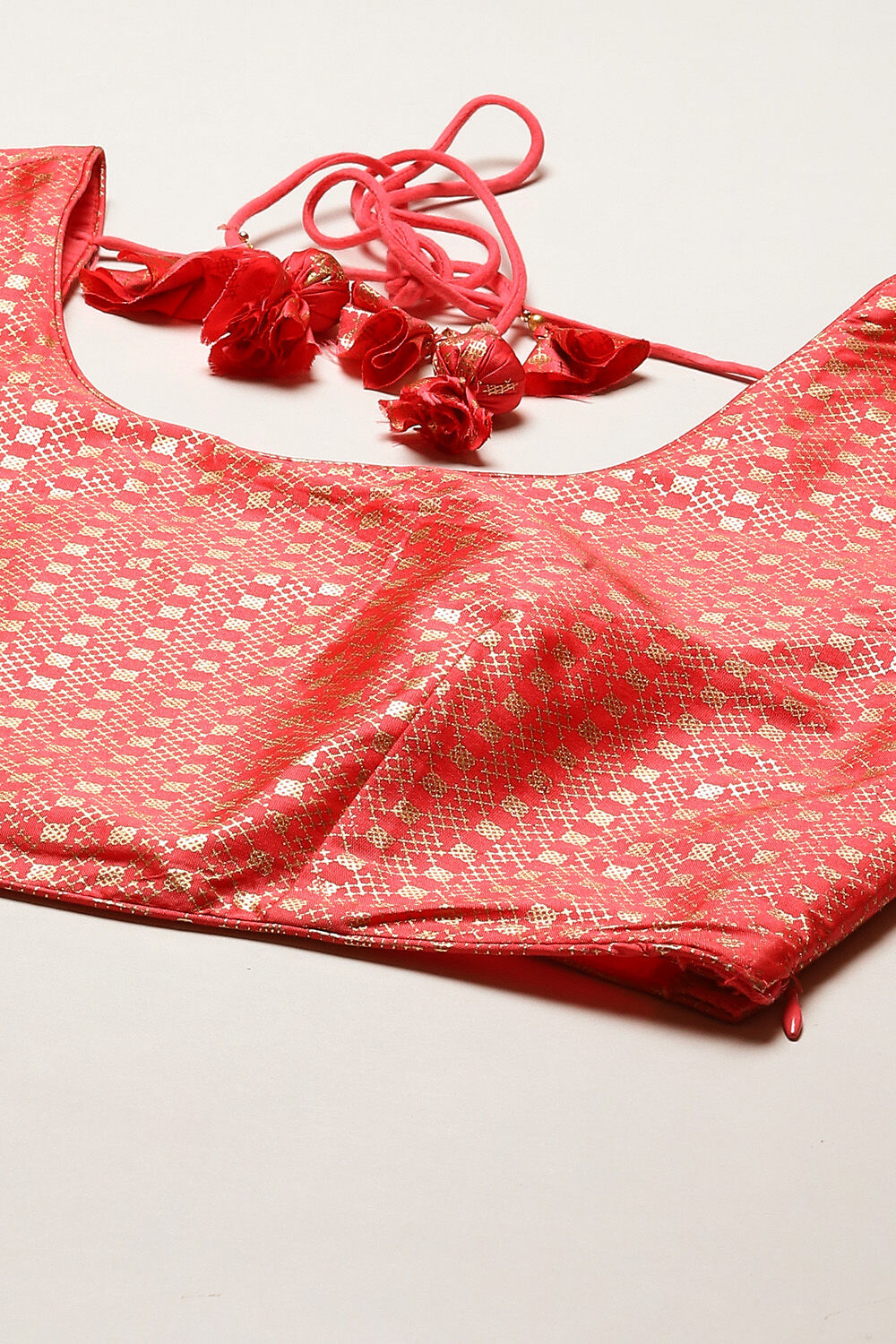 Coral Pink Cotton Blend Lehenga Set image number 1