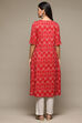 Red Cotton IKAT Straight Yarndyed Kurta image number 3