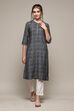 Indigo Poly Viscose Straight Printed Kurta image number 5