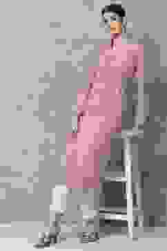 Blush Pink Cotton Straight Printed Kurta image number 5