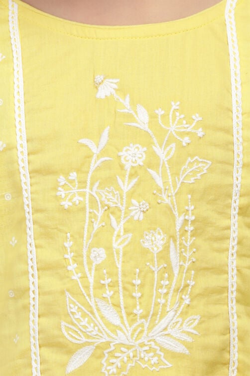 Yellow Anarkali Cotton Suit Set image number 1
