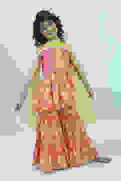 Pink Cotton Printed Gathered Suit Set image number 6