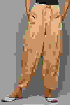 Beige & White Cotton Printed Relaxed Salwar image number 5