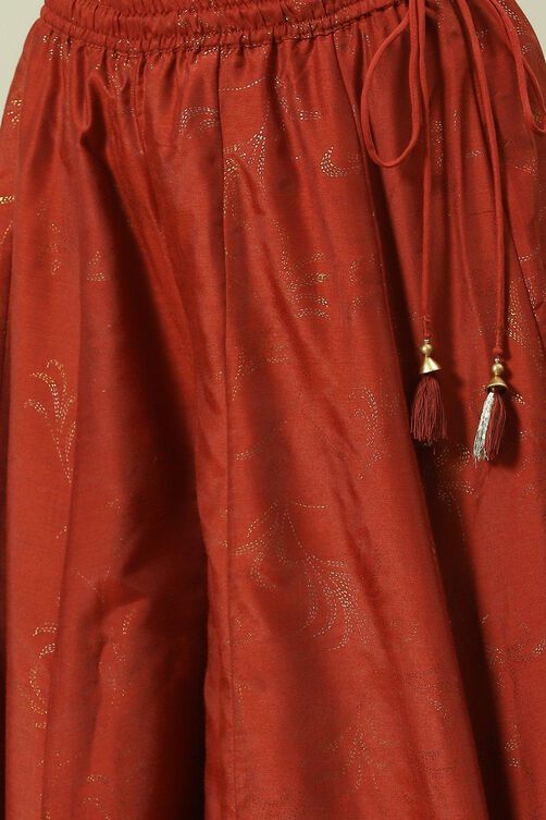 Terracotta Printed Straight Kurta Sharara Suit Set image number 2