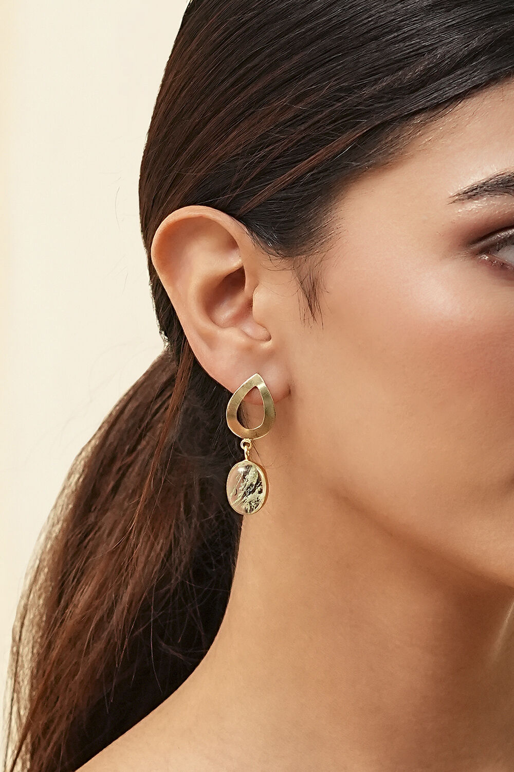 Aqua Brass Danglers image number 1