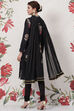 Rohit Bal Black Silk & Cotton Straight Kurta Suit Set image number 5