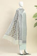 Beige Cotton Printed Embroidered Unstitched Suit Set image number 4