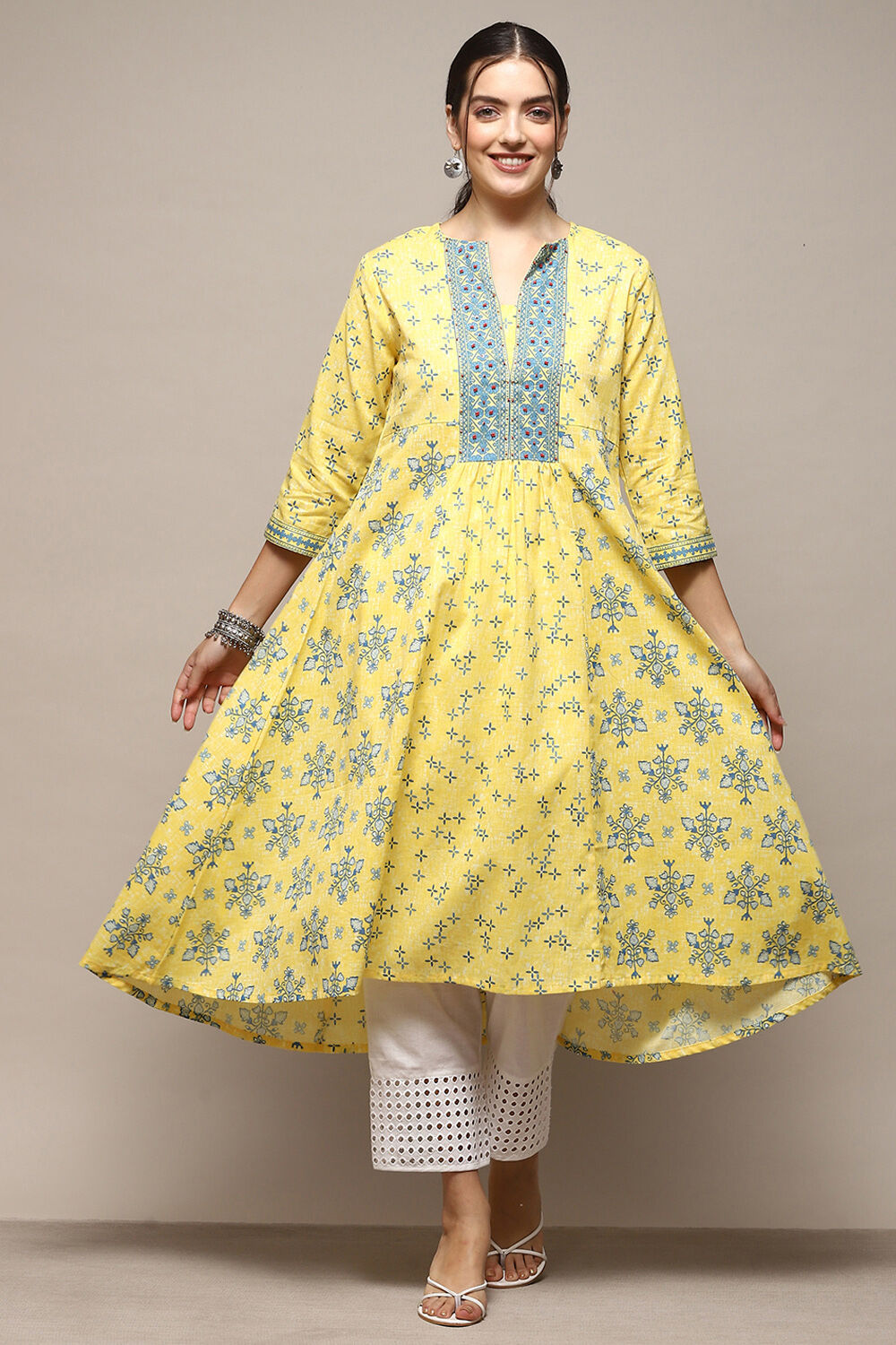 Red Cotton Blend Printed Kurta image number 5