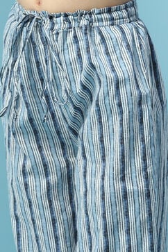 Powder Blue Cotton Kalidar Kurta Slim Pants Suit Set image number 2