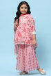 Pink Poly Georgette Peplum Suit Set image number 7