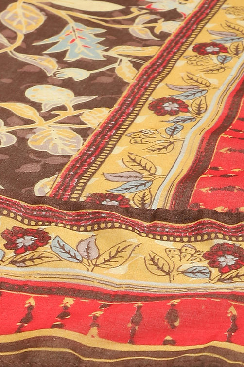 Beige Cotton Printed Anarkali Suit Set image number 3