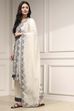 Natural White Chanderi Straight Dyed Suit Set image number 3