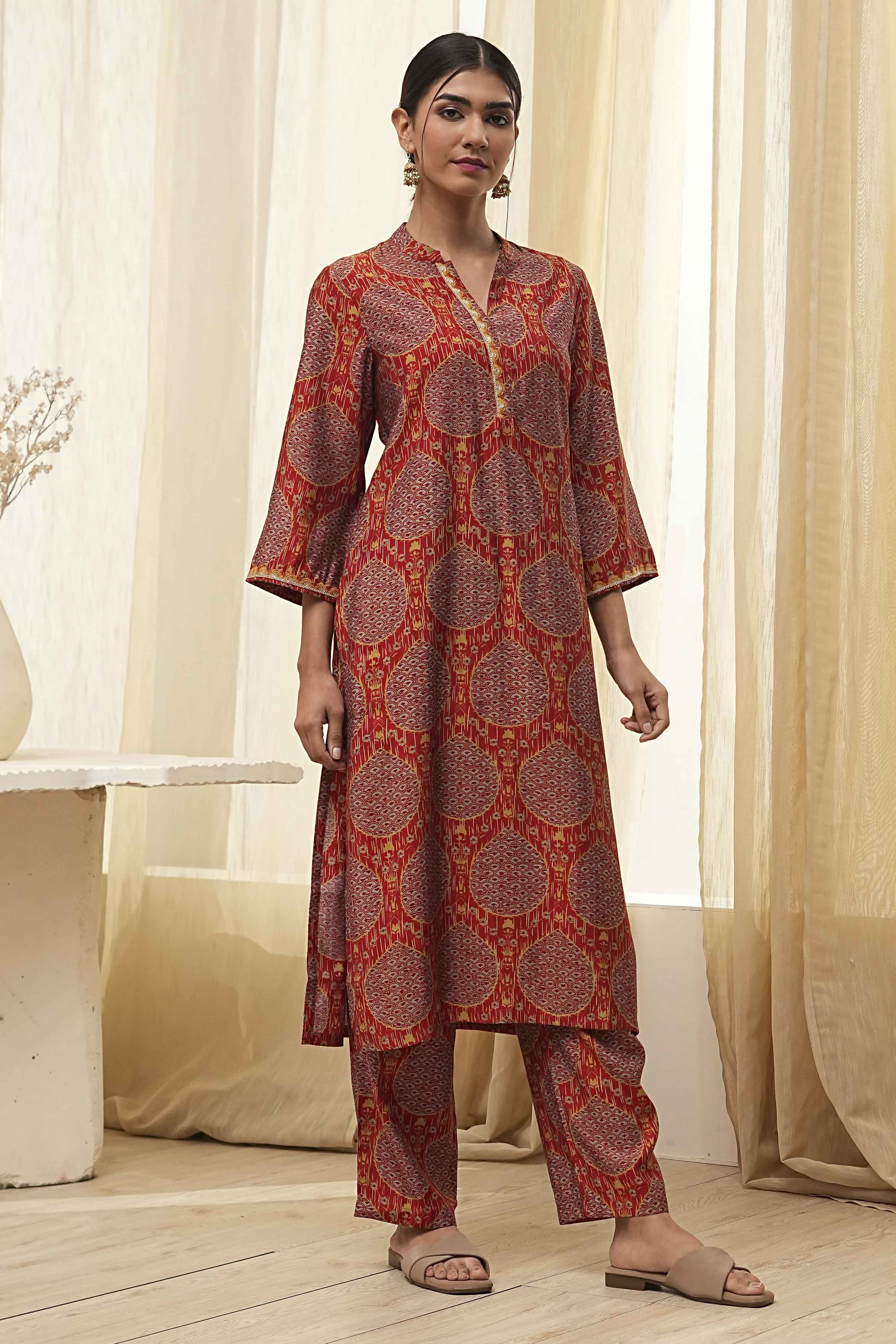 Rust Red Printed Co-ord Set image number 5