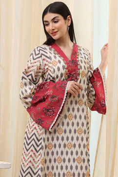 Off White Cotton A Line Fusion Wear image number 0