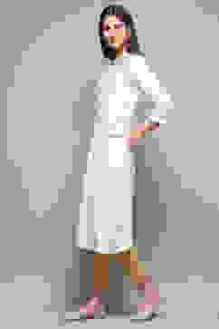 Off White Rayon Straight Kurta Pant 2 Piece Set image number 2