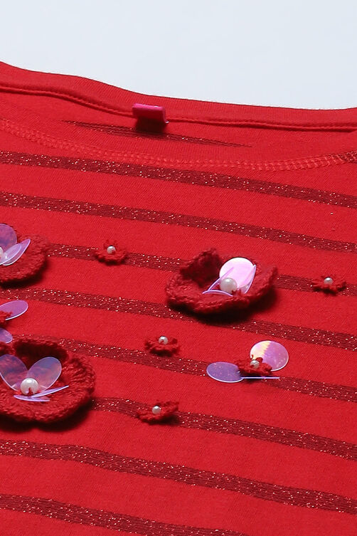 Red Cotton T-Shirt image number 1