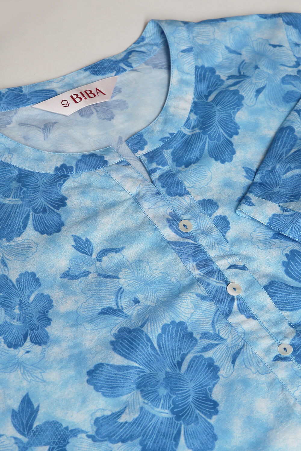 Blue Cotton Straight Kurta Pant Suit Set image number 1