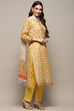 Yellow Cotton Blend Unstitched Suit set image number 7