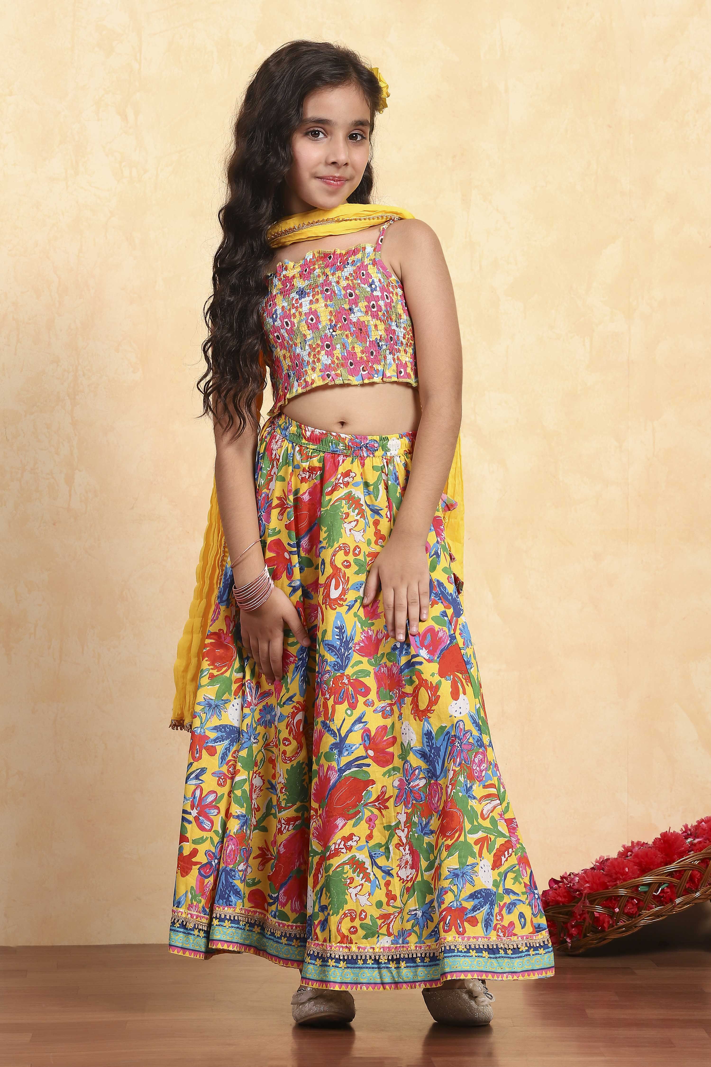 Light Pink Viscose Rayon Flared Printed Lehenga Set image number 6