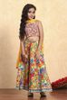 Light Pink Viscose Rayon Flared Printed Lehenga Set image number 6
