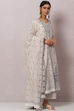 Off White Cotton Straight Kurta Palazzo Suit Set image number 3