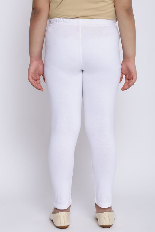 White Cotton Lycra Solid Leggings image number 4
