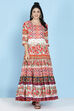 Off White Cotton Tiered Dress image number 0