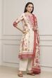 Off-White Cotton Floral Printed Straight Suit Set image number 5