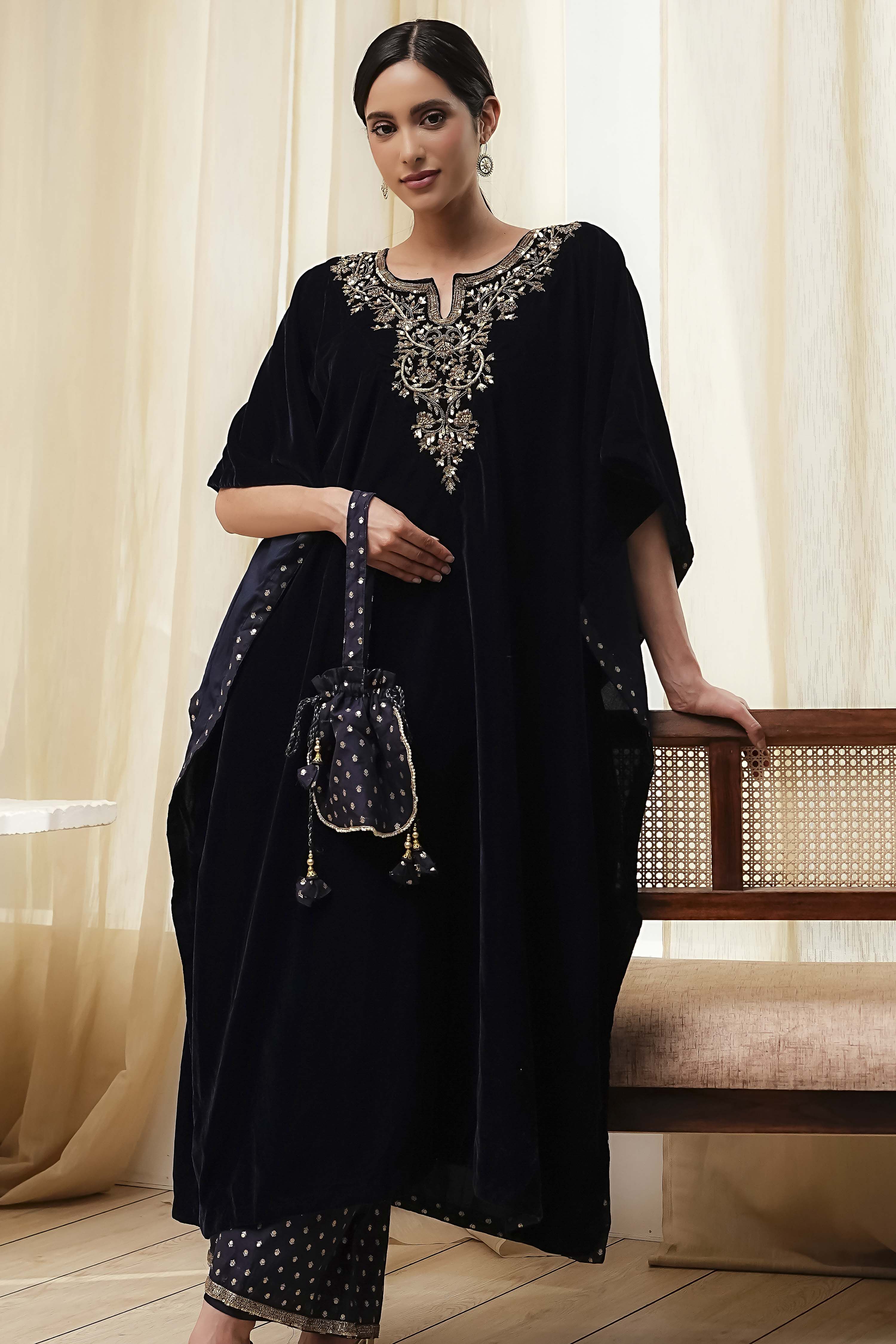 Blue Art Silk A-Line Kurta Palazzo Suit Set image number 9