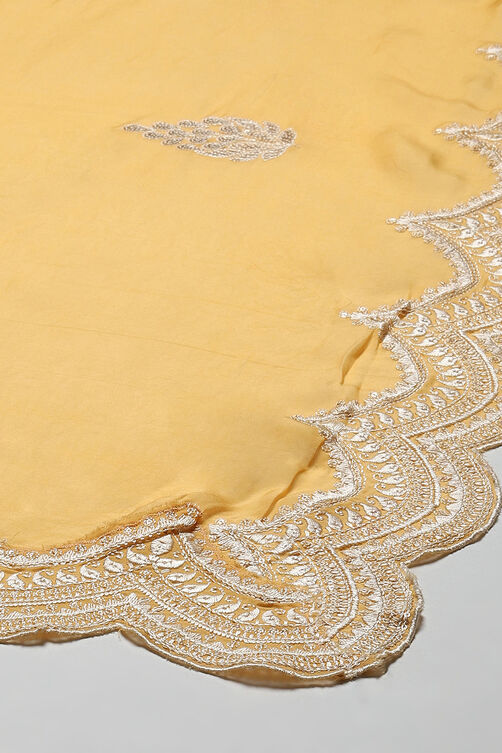 Mustard Linen Blend Digital Print Unstitched Suit Set image number 4