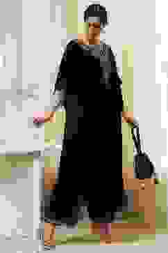 Blue Art Silk A-Line Kurta Palazzo Suit Set image number 6