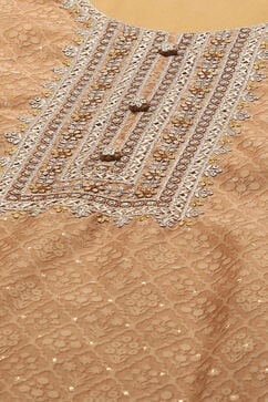 Golden Chanderi Blend Unstitched Suit set image number 2